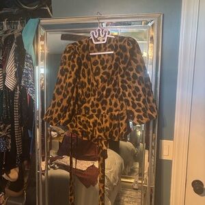 Tea n Cup Leopard Print Wrap Top